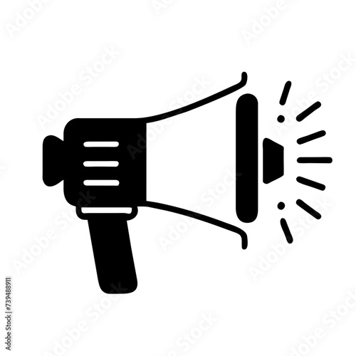 Megaphone Icon: Loudspeaker Vector Sign for Shout Announcements, Isolated on White Background - Perfect for Public Announcement.