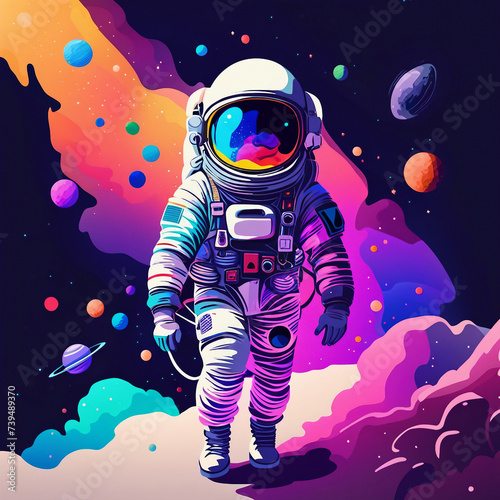 colorful astronaut illustration background