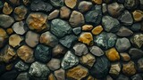Vibrant natural stone texture. multi-colored pebbles background. detailed rock surface close-up. earthy tones and textures in nature. high-quality geological image. AI