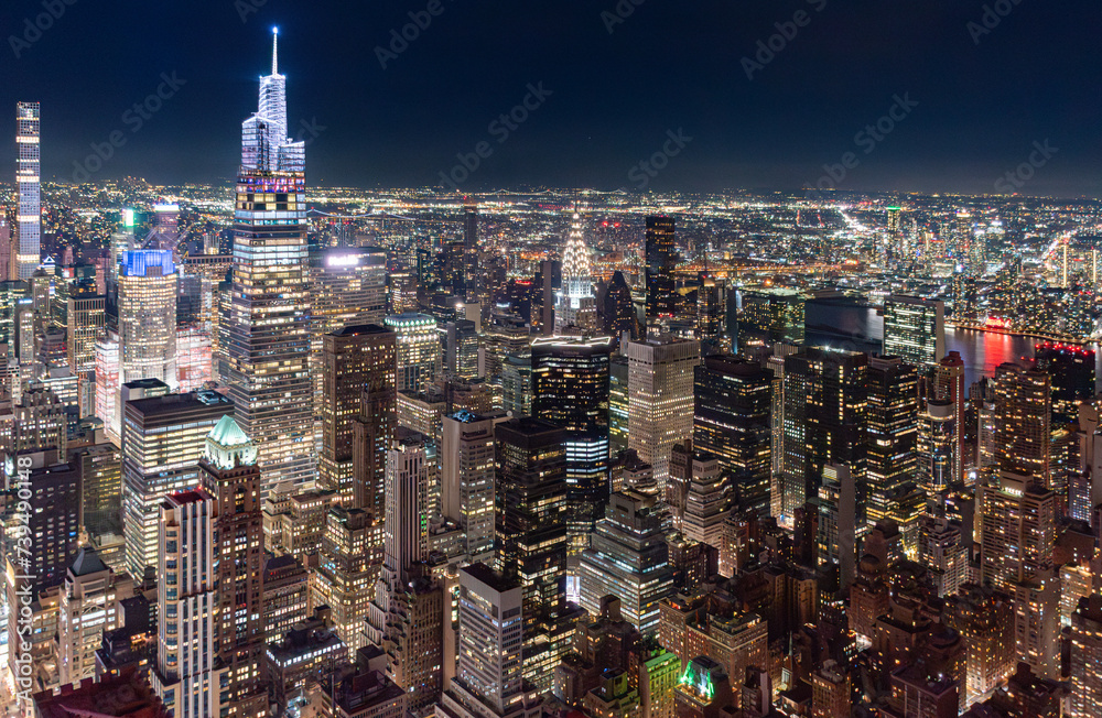 Night skyline of midtown Manhattan, New York