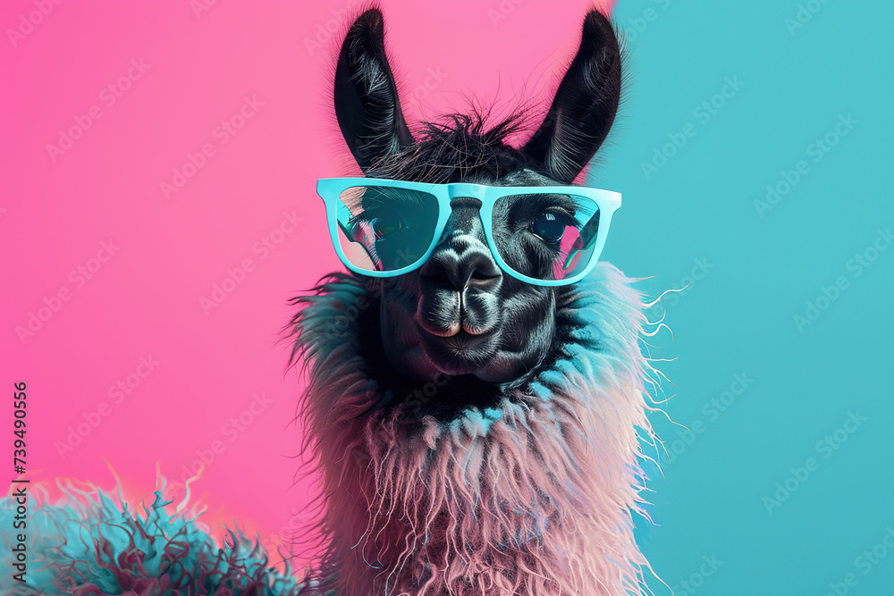 Llama wearing sunglasses at a party