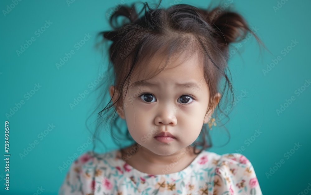 A young girl with a messy bun hairstyle is the main focus of the image. Her hair is pulled up on top of her head in a casual manner, creating a playful and carefree look. A young girl with a messy bun hairstyle is the main focus of the image. Her hair is pulled up on top of her head in a casual manner, creating a playful and carefree look.