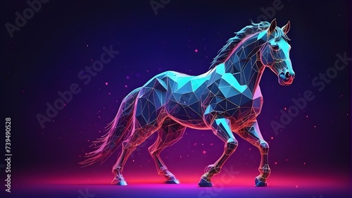 Horse Wireframe and Silhouette Composition  Horse Silhouette Against a Background  Horse Wireframe and Silhouette Contrast  Horse Silhouette and Polygonal Framework  Horse Wireframe and Silhouette