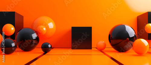 orange and black geometric figures modern background 