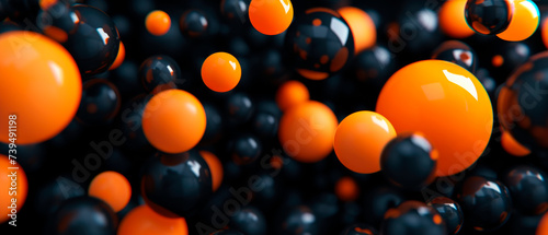 orange and black spheres modern background 