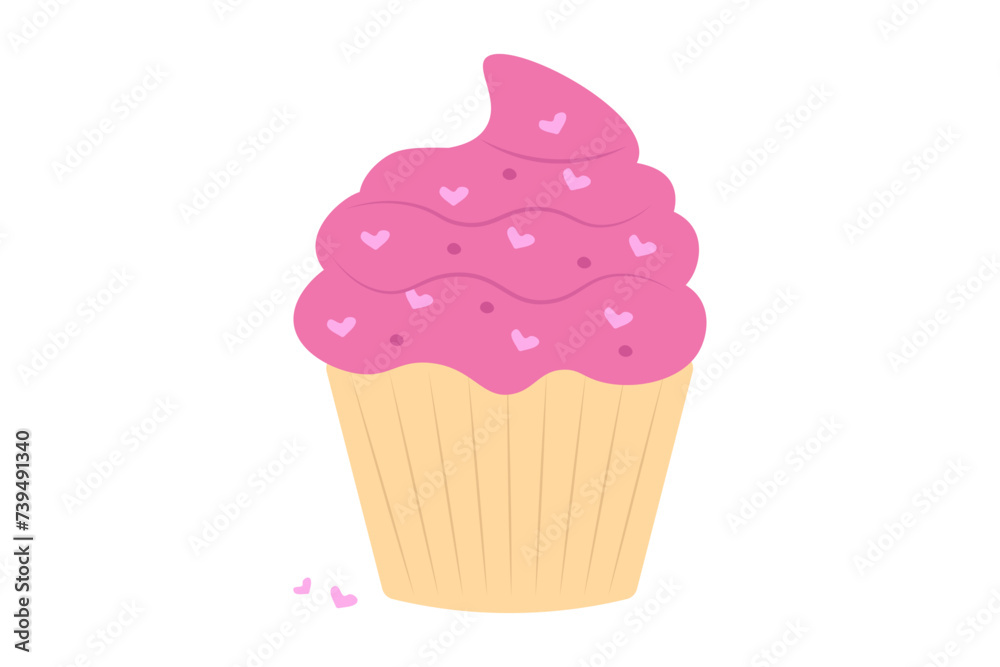 Small cupcake with pink cream. Cupcake Day Small cupcake with pink cream. Cupcake Day