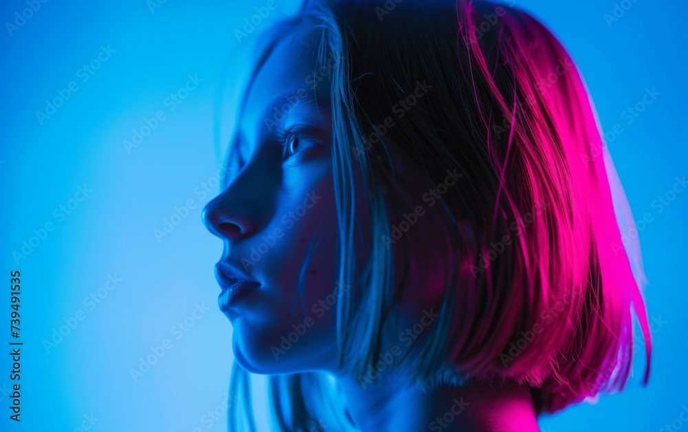 showing a multiracial woman with long hair standing in front of a plain blue background. The woman is centered in the image, her long hair flowing down her back. The background is a solid showing a multiracial woman with long hair standing in front of a plain blue background. The woman is centered in the image, her long hair flowing down her back. The background is a solid