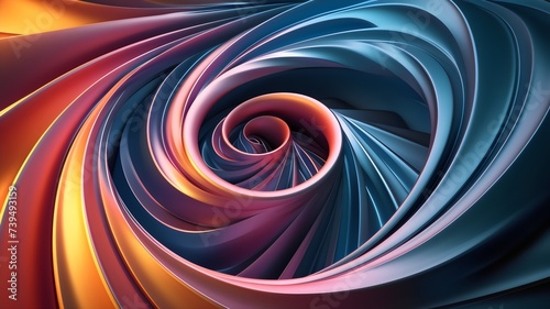  A colorful hypnotic spiral pattern. Engaging visual experience. Abstract 3D spiral line background.