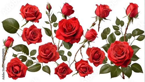 Isolated on white, a collection of red roses ideal for romantic and floral themes © Ashan