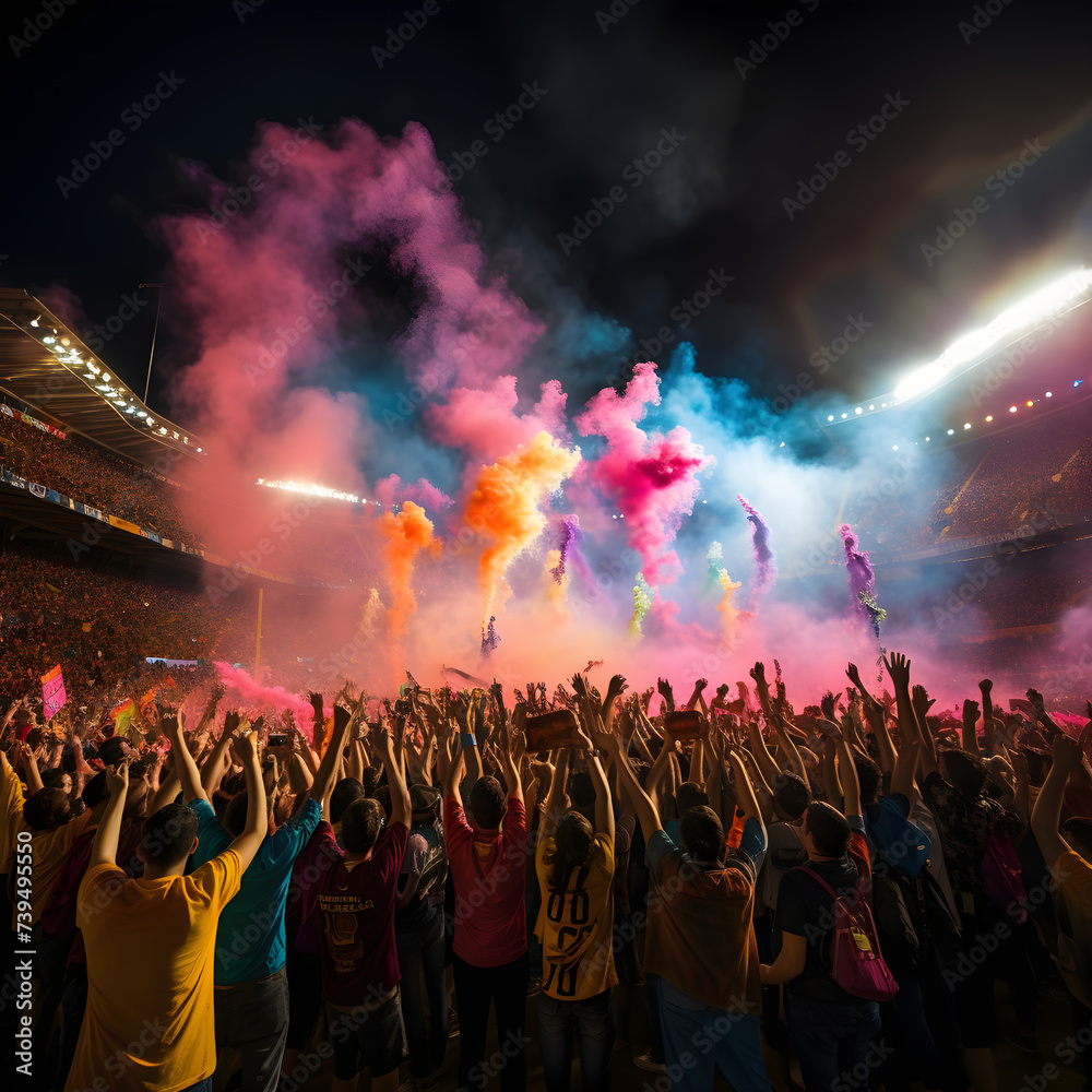The Passionate Symphony of FC Fans: A Colorful Display of Unity and Devotion in a Thriving Stadium