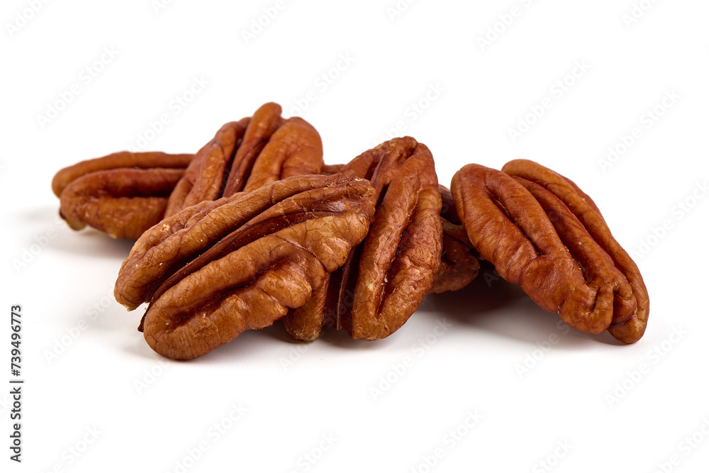 Pecan nuts, isolated on white background. Pecan nuts, isolated on white background.