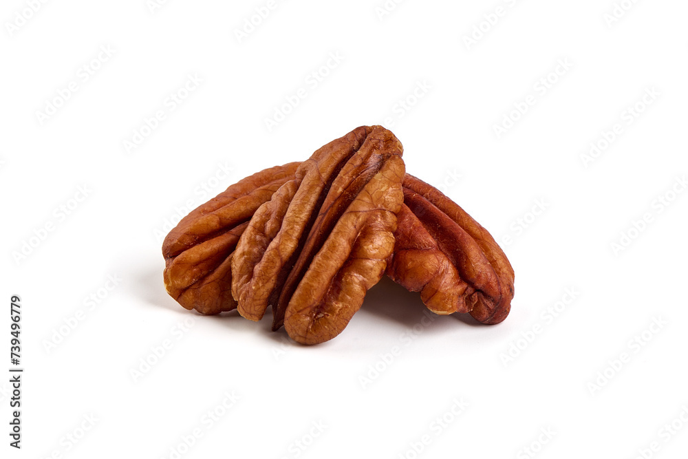 Pecan nuts, isolated on white background. Pecan nuts, isolated on white background.