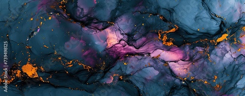 abstract painted black and purple floral abstract background.