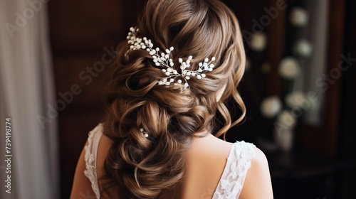 A beautiful brides hairstyle for wedding