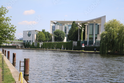 View to Federal Chancellery in Berlin at the Spree, Germany photo