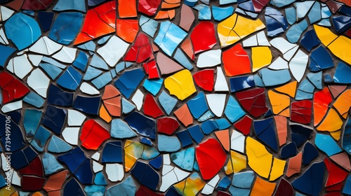 Abstract mosaics laid out from colorful broken tiles
