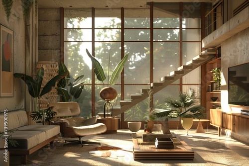 interior of a modernist house in the style of Yayoi Kusuma photo
