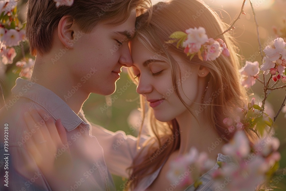 young couple spring flowers cherry blossom sunset girl woman man boy love date evening night romantic smile happy people outdoors park garden nature bride face portrait young couple spring flowers cherry blossom sunset girl woman man boy love date evening night romantic smile happy people outdoors park garden nature bride face portrait