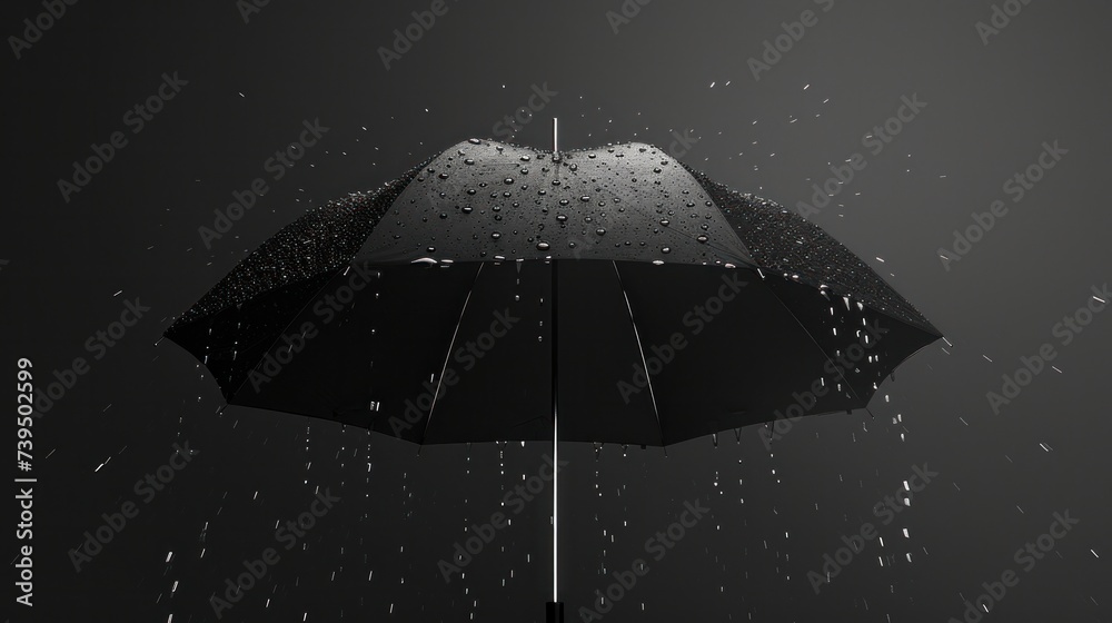 Raindrops cascading off a black umbrella, symbolizing protection against harsh weather