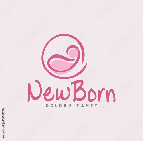 Happy Baby Newborn Toddler Babies Logo Design Vector