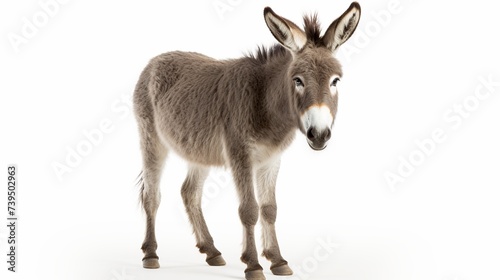 Donkey in front of a white background