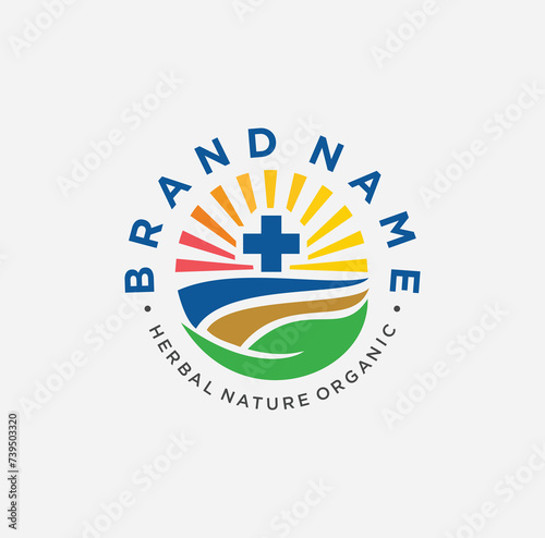 Sun Medical Cross Health Logo Creative Icon Vector Illustration