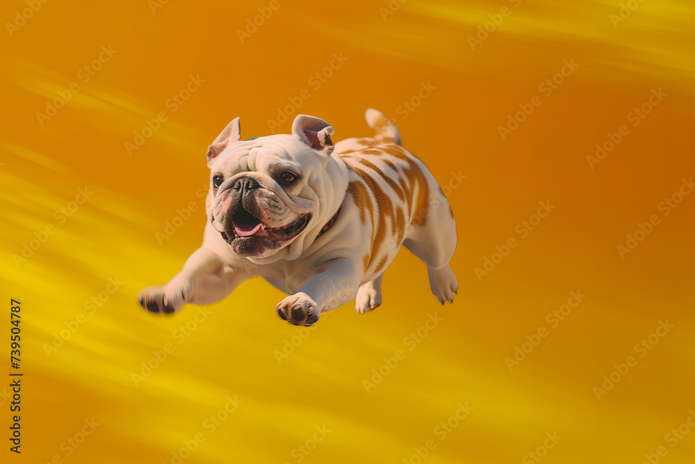 Joyful Bulldog Leaps Into Adventure: A Banner Image Celebrating Energetic Pets and Happiness