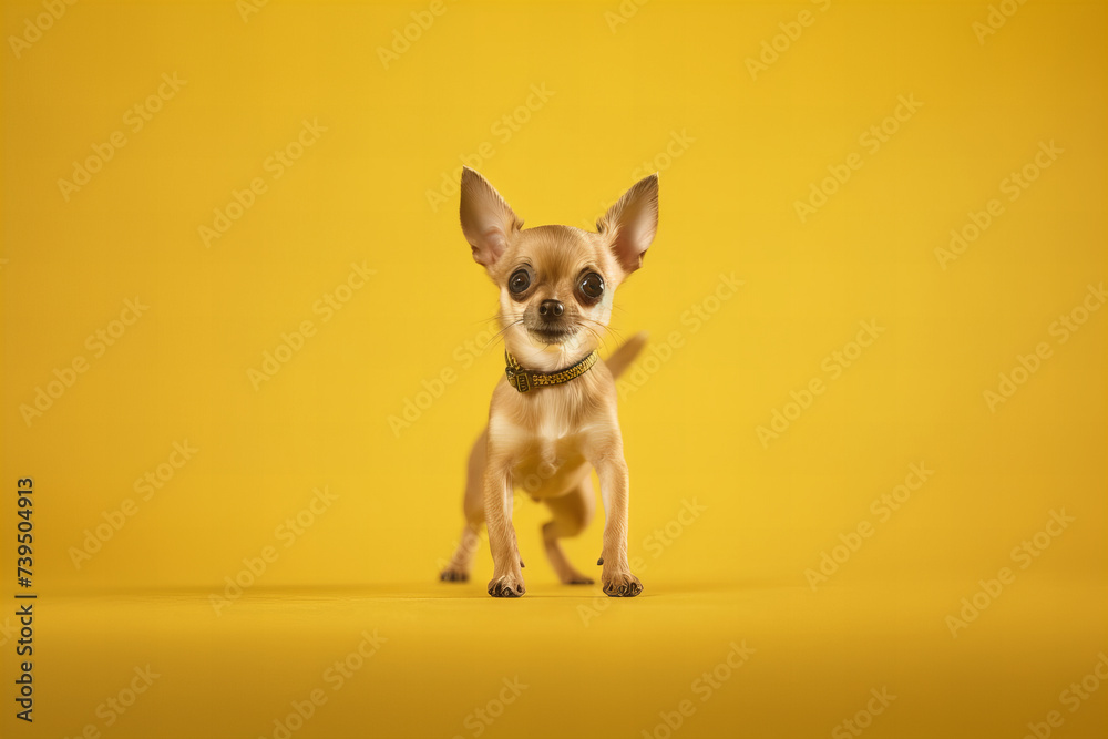 Golden Pups Charm: Adorable Chihuahua Graces Sunny Banner with Pure Joy and Playful Spirit