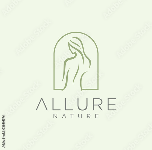 Silhouette of a beautiful nude woman Logo Design vector illustration