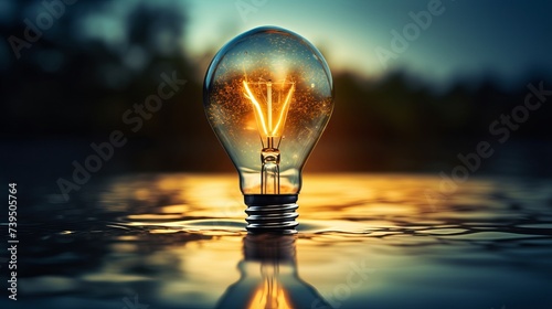 Lightbulb with water inside. Abstract concept