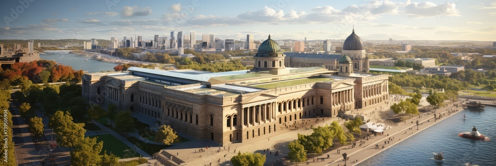 "Bird's Eye View: An Aerial Perspective of the National Gallery, Offering a Majestic Glimpse of its Architectural Grandeur and Cultural Significance  - obrazy, fototapety, plakaty 