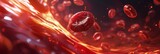 Streaming Blood Cells Animation - A detailed animation of streaming blood cells on a wide-screen display, representing medical visualization technology
