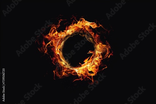 Realistic fire Stock Image In Black Background 