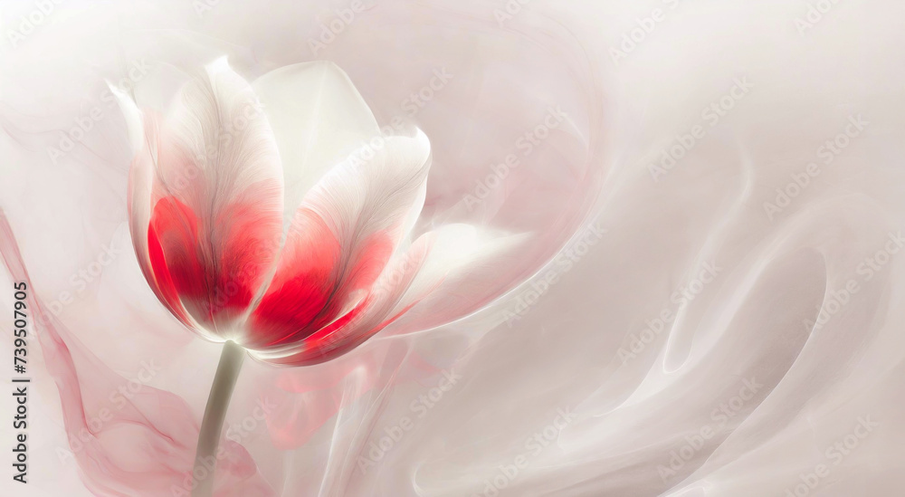 Piękny kwiat czerwony tulipan, abstrakcyjna tapeta - obrazy, fototapety, plakaty 