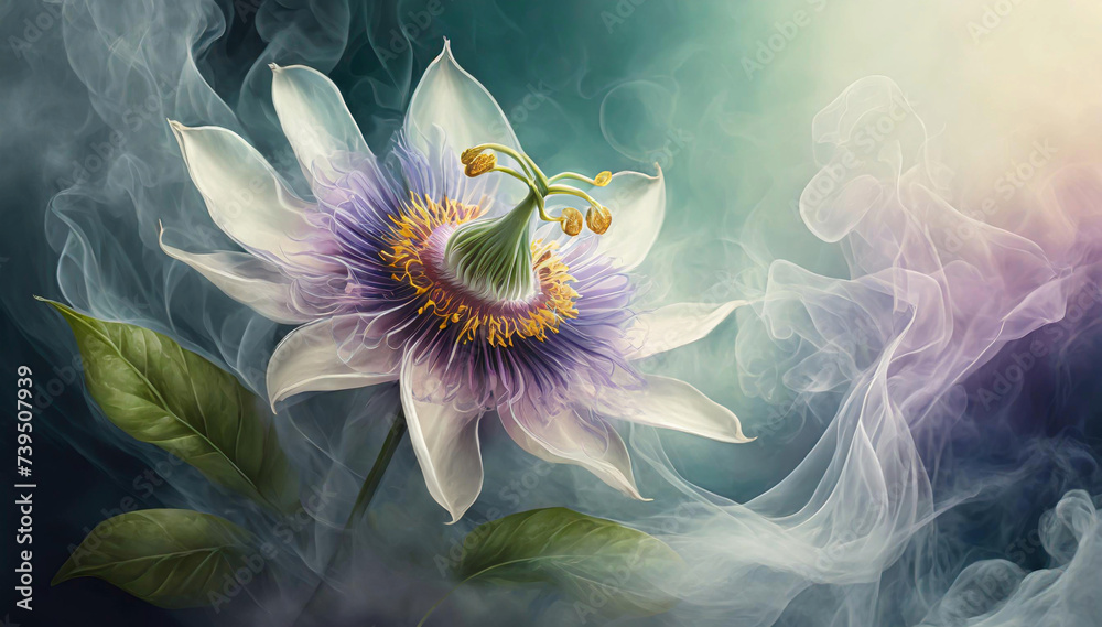 Passiflora, abstrakcyjny piękny kwiat - obrazy, fototapety, plakaty 