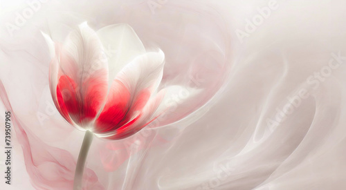 Piękny kwiat czerwony tulipan, abstrakcyjna tapeta © Iwona