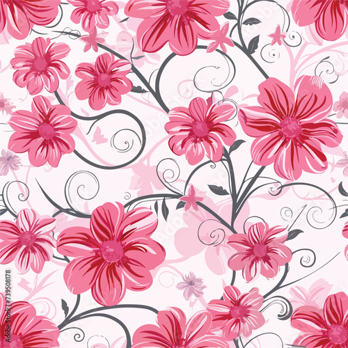 Seamles vector flower design pattern on pink back