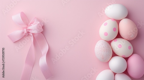 Fundo fotogr  fico de p  scoa rosa com ovos coloridos e cores past  is