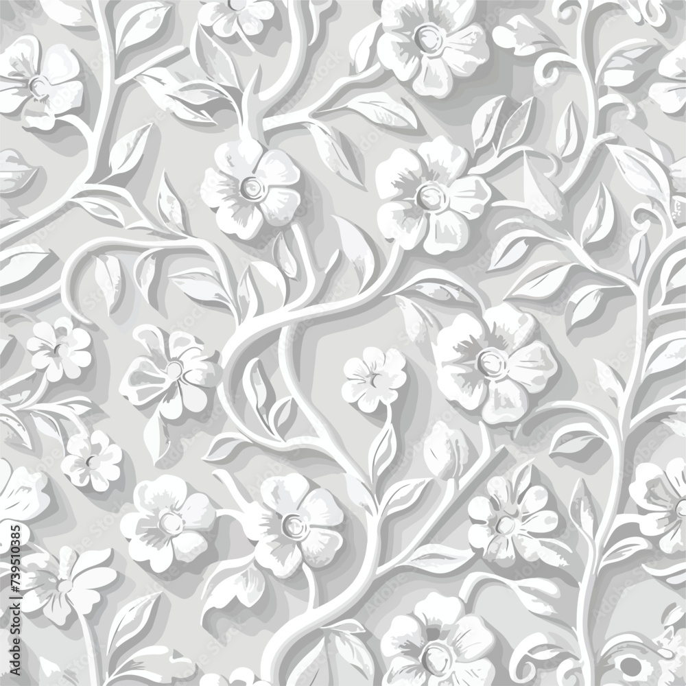 Seamles pattern of the embossed flowers and folia