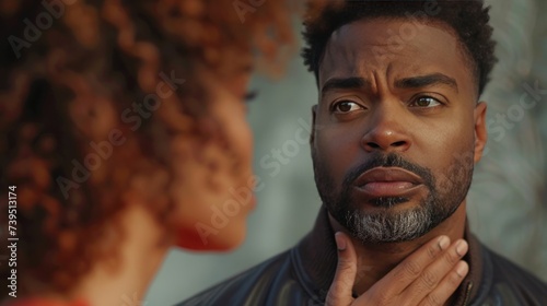 Remorseful Man and Concerned Woman in a Serious Discussion