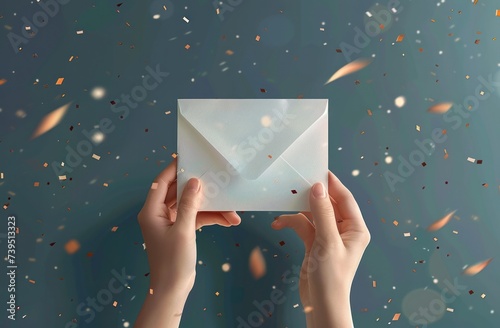 hands holding a white envelope in the hands of someone
