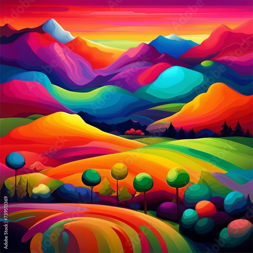 colorful natural landscape illustration background