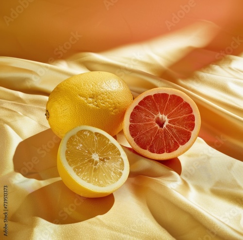 citrus fruit on a golden background