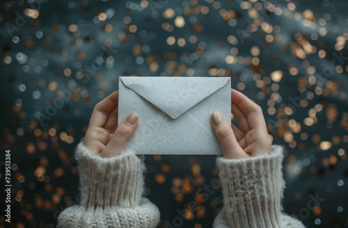 hands holding a white envelope in the hands of someone