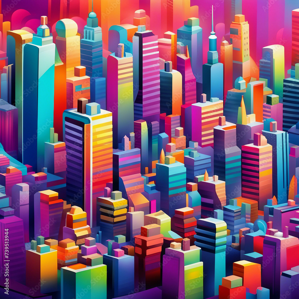 colorful city building illustration background