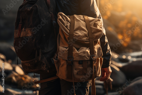 Golden Hour Adventure: A Traveler with a Backpack