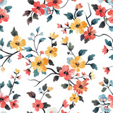 Flowers pattern bunch of flowers with branches fo