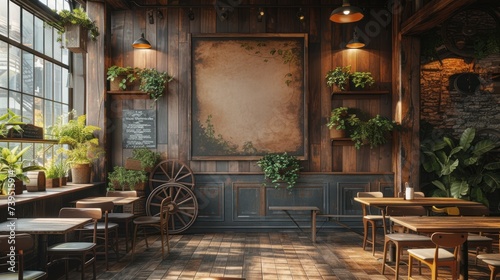 Blank menuboard in wooden pub