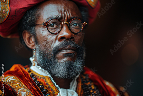 Close-up. An actor on the stage of the theater.