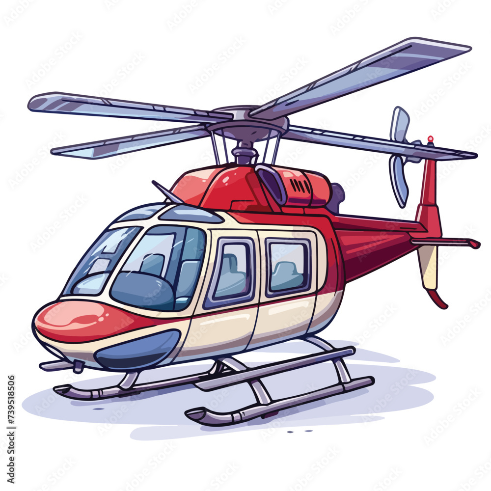 Helicopter isolated White background cartoon illu